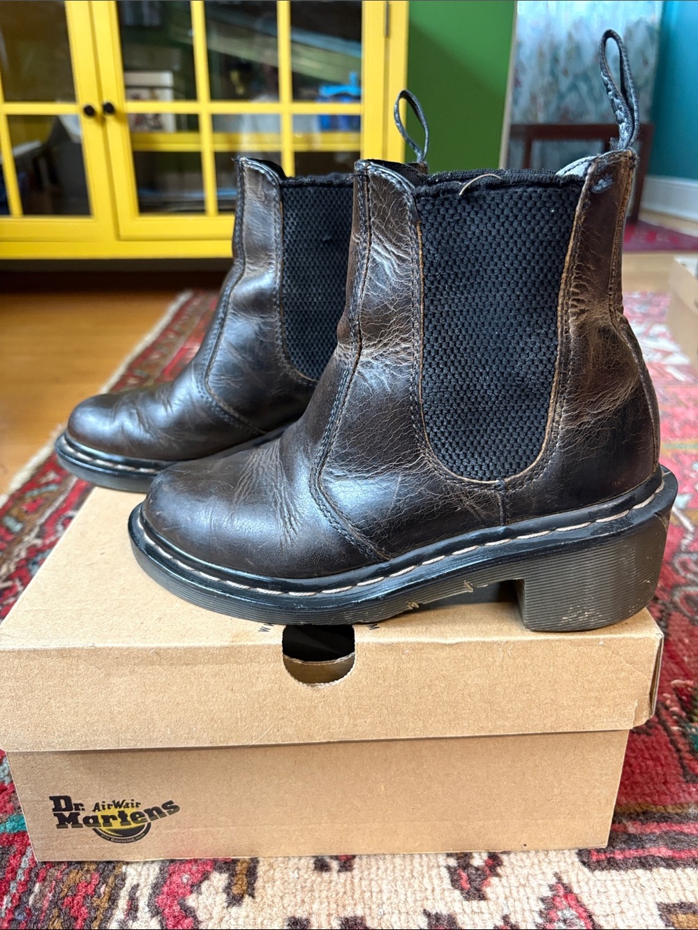 Dr. Martens Women’s Dark Brown Leather Chelsea Booties